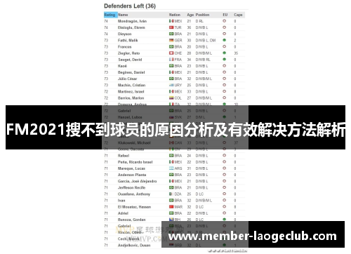 FM2021搜不到球员的原因分析及有效解决方法解析
