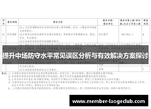 提升中场防守水平常见误区分析与有效解决方案探讨